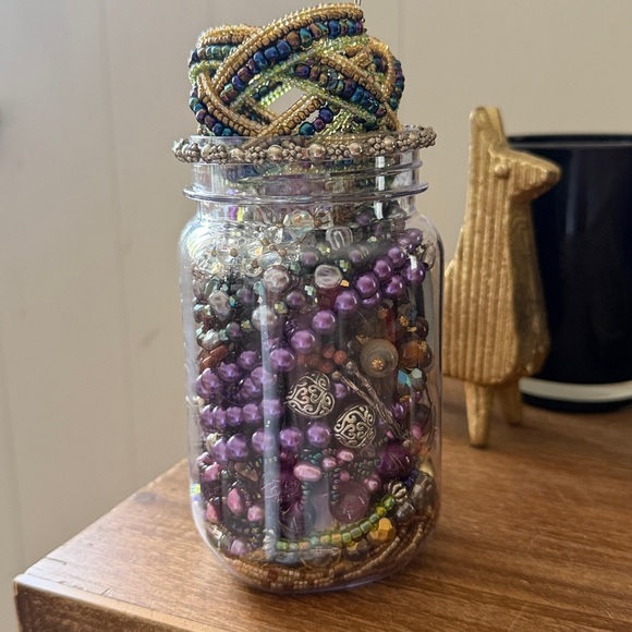 Mystery Jewelry jar - Royal purples and browns w/vintage rhinestones+16oz - Picture 4 of 8